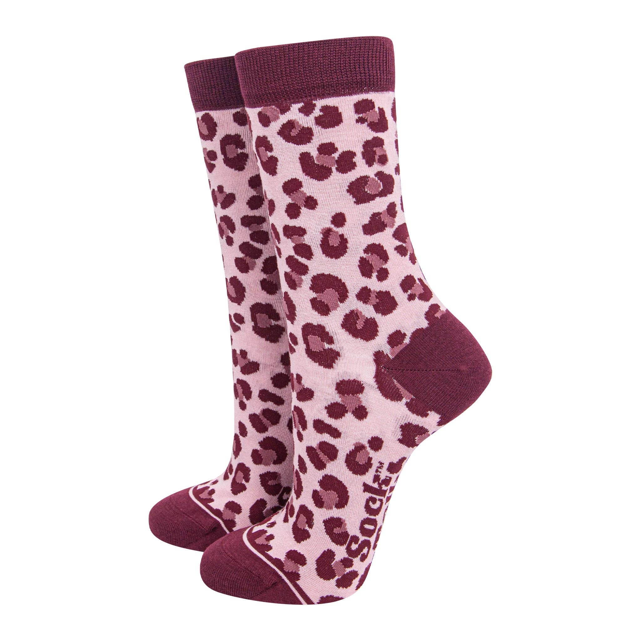 Sock Talk - Wholesale Socks - Women's - Women's Bamboo Socks - Light Pink/Berry, Leopard0