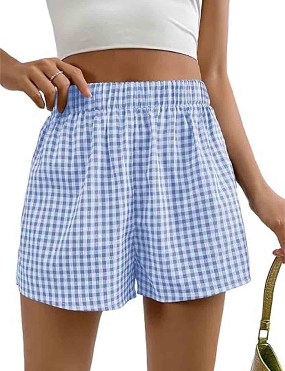 Sweetkama - Wholesale Shorts - Women's - Ladies Color Block Checked No Pocket Shorts1