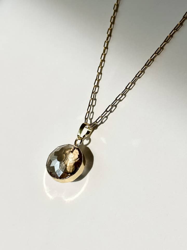 VINTAGE Bauble | Champagne Crystal | Gold-filled Paperclip C for wholesale by Aves + Brit | Handmade Midwest Modern Jewelry