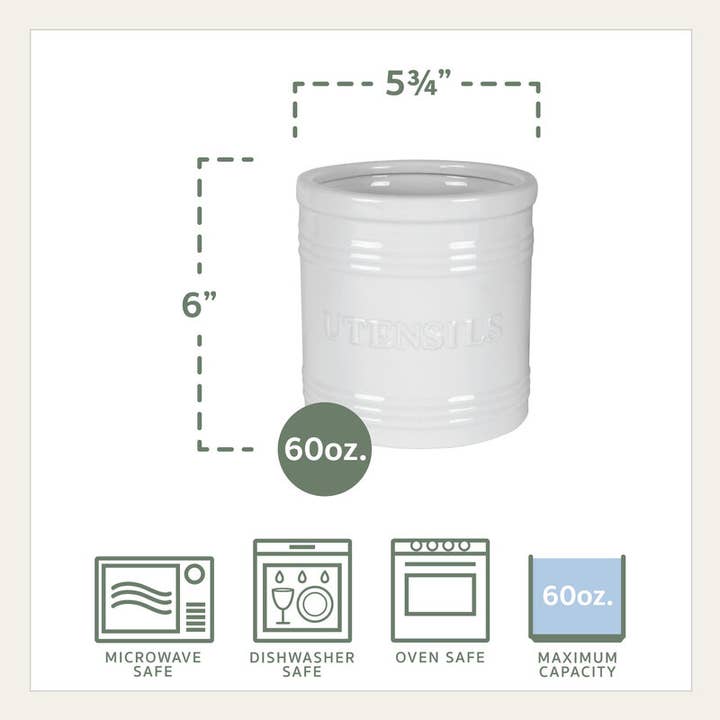 Everyday White Bistro White Utensil Crock Brown Box Pkg for wholesale on Faire3