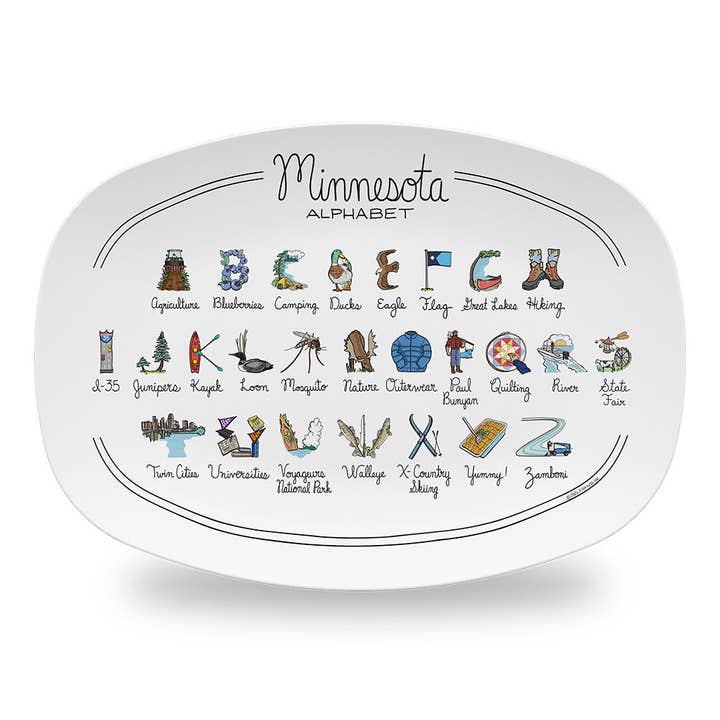 Minnesota Alphabet Platter for wholesale by Fish Kiss
