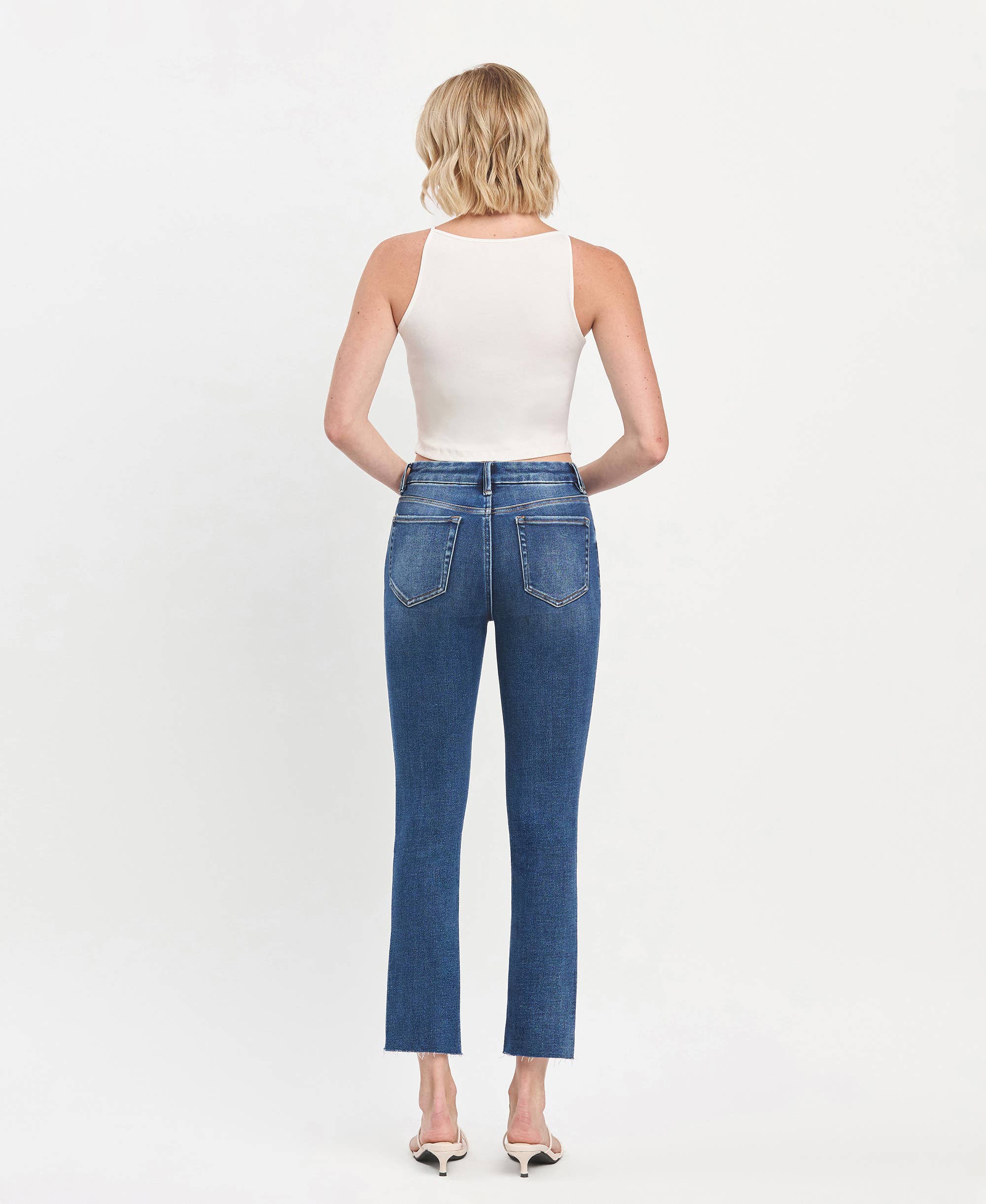 DELICATE HIGH RISE CROP SLIM STRAIGHT JEANS T5896 for wholesale on Faire5