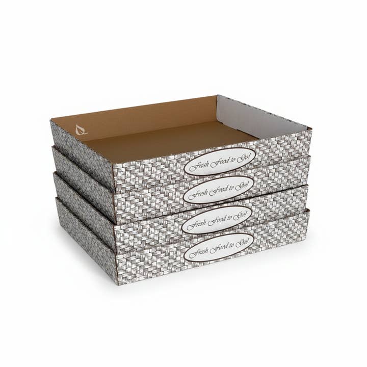 Corrugated Takeout Box Carry Out Tray with Open Top 21x12x3 Inches for wholesale by EcoQuality