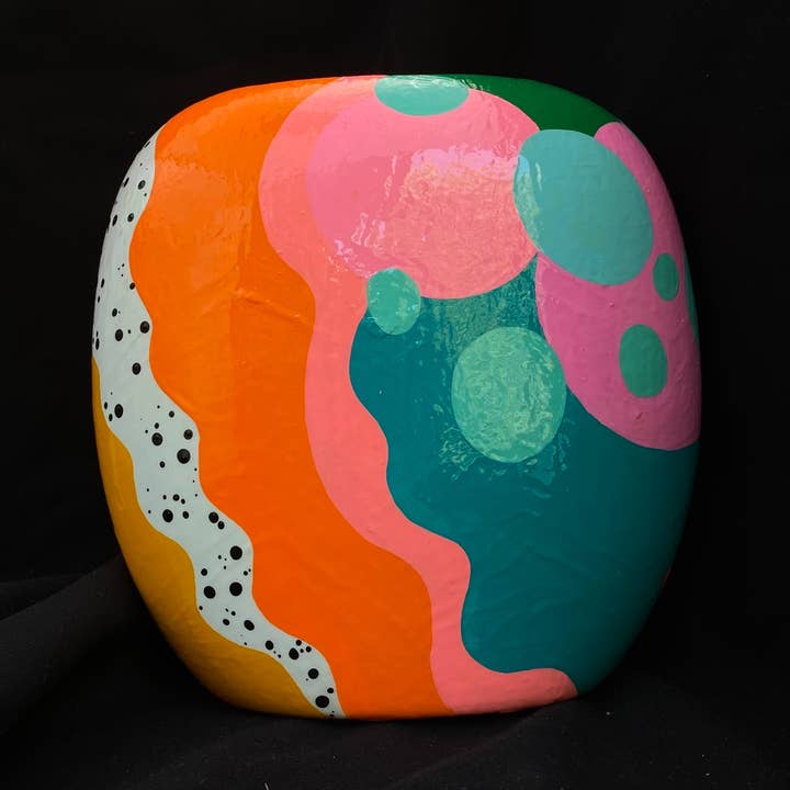 Modern Artifact Face Vase/Planter Blue Bubbles Series for wholesale by Artifacts of Joy