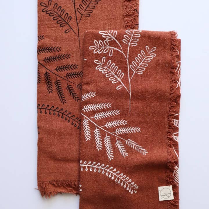 Eco Raw Studio - Wholesale Bandana - Women's - Terracotta Botanical Print Naturally Dyed Bandana (black)