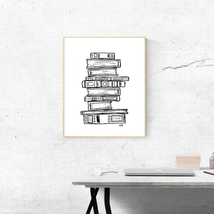 Laura K Maxwell - Wholesale Art Print - Stack of Books Art Print2