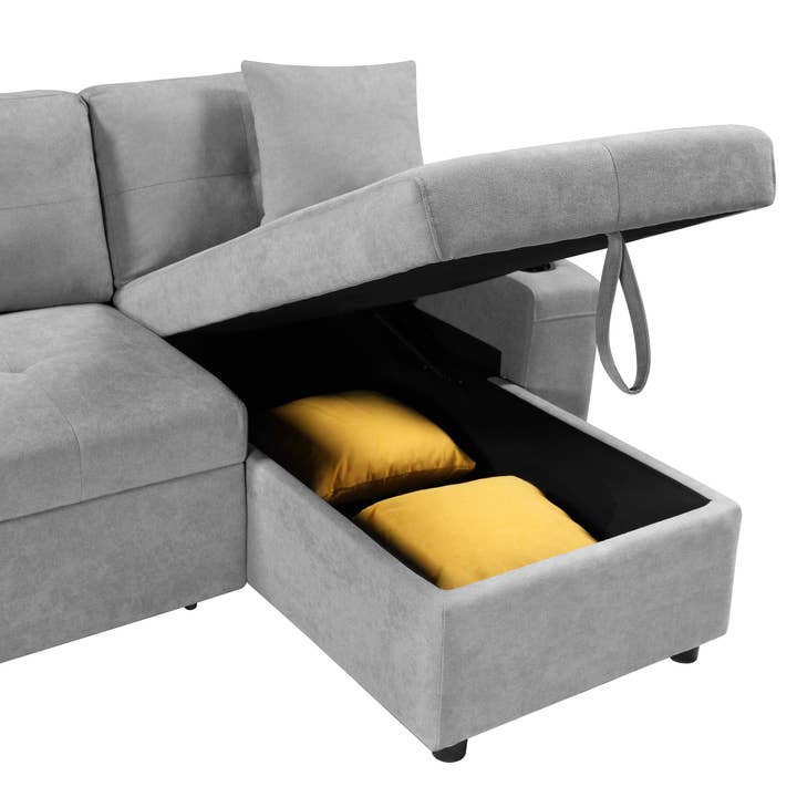 39F Inc. - Wholesale Sofa - Convertible Sectional Sofa with Storage & Cup Holders