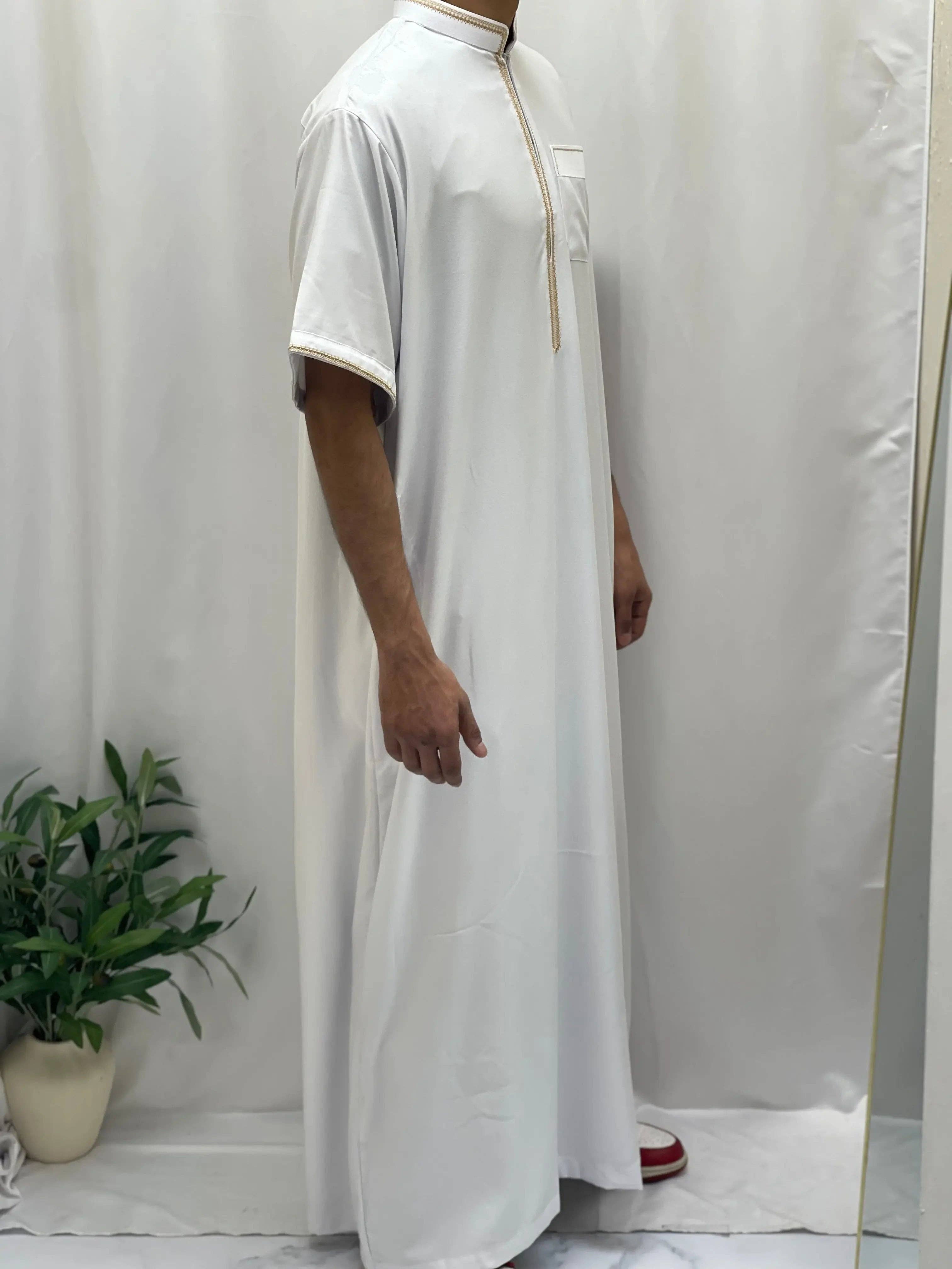 Palestinian Elegance - Wholesale  - Timeless Elegance: Men's Durable Kaftan Thobe with Gold Details19