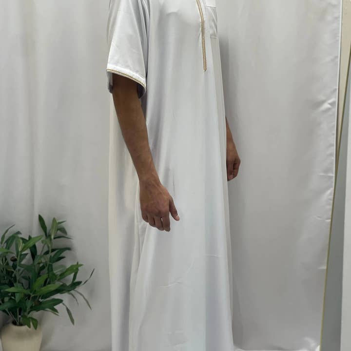 Palestinian Elegance - Wholesale - Timeless Elegance: Men's Durable Kaftan Thobe with Gold Details19