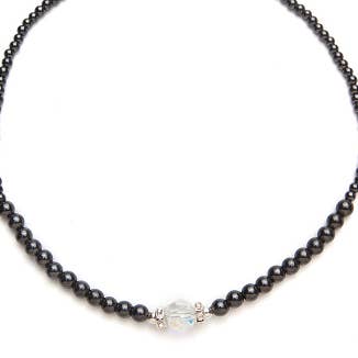 Black With Single Crystal Slide Necklace Size 18" for wholesale by Magnehealth