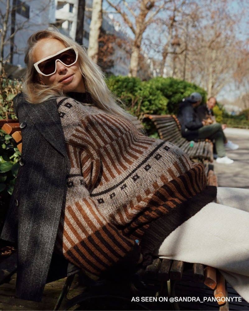 Ethno: Brown Alpaca Wool Sweater for wholesale on Faire4