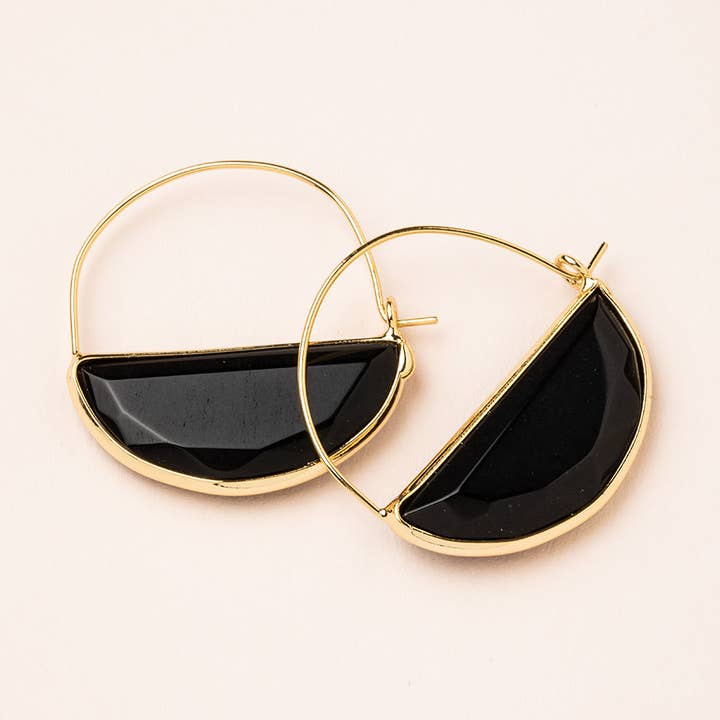 Scout Curated Wears - Wholesale Hoop Earrings - Stone Prism Hoop - Black Spinel/Gold0