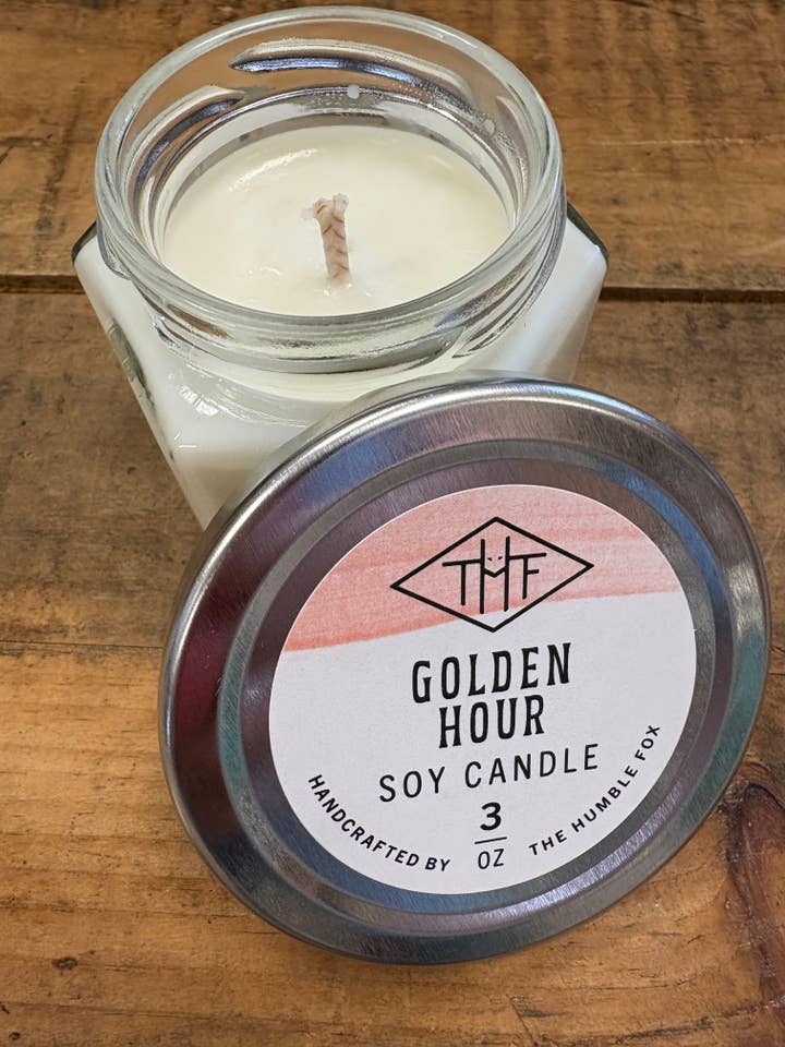 Golden Hour Soy Candle - 3oz Hexagon Jar for wholesale by The Humble Fox Candle Co.