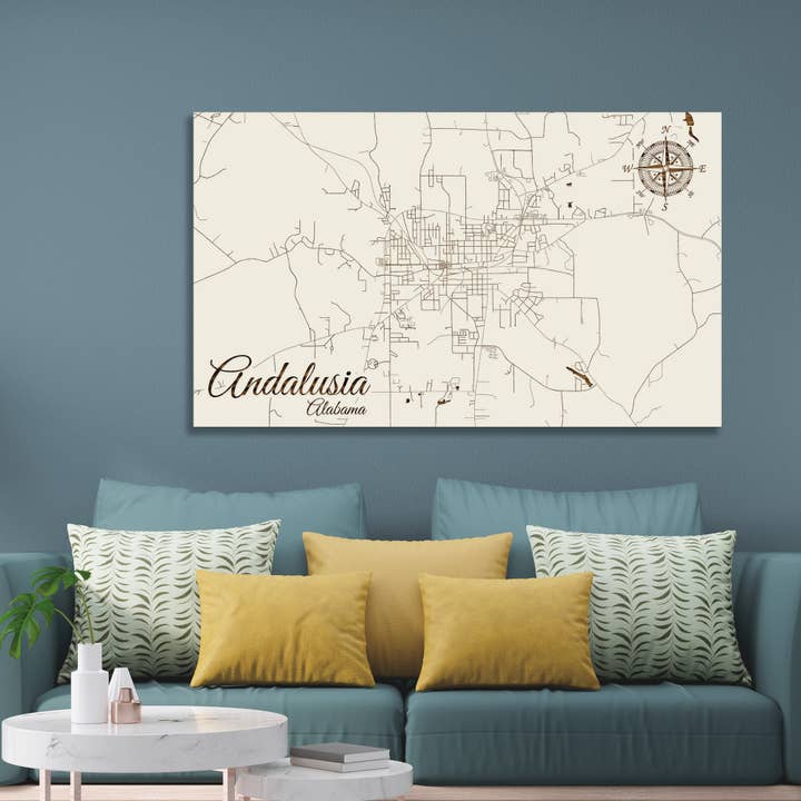Alabama: Andalusia Street Map for wholesale by Fire & Pine