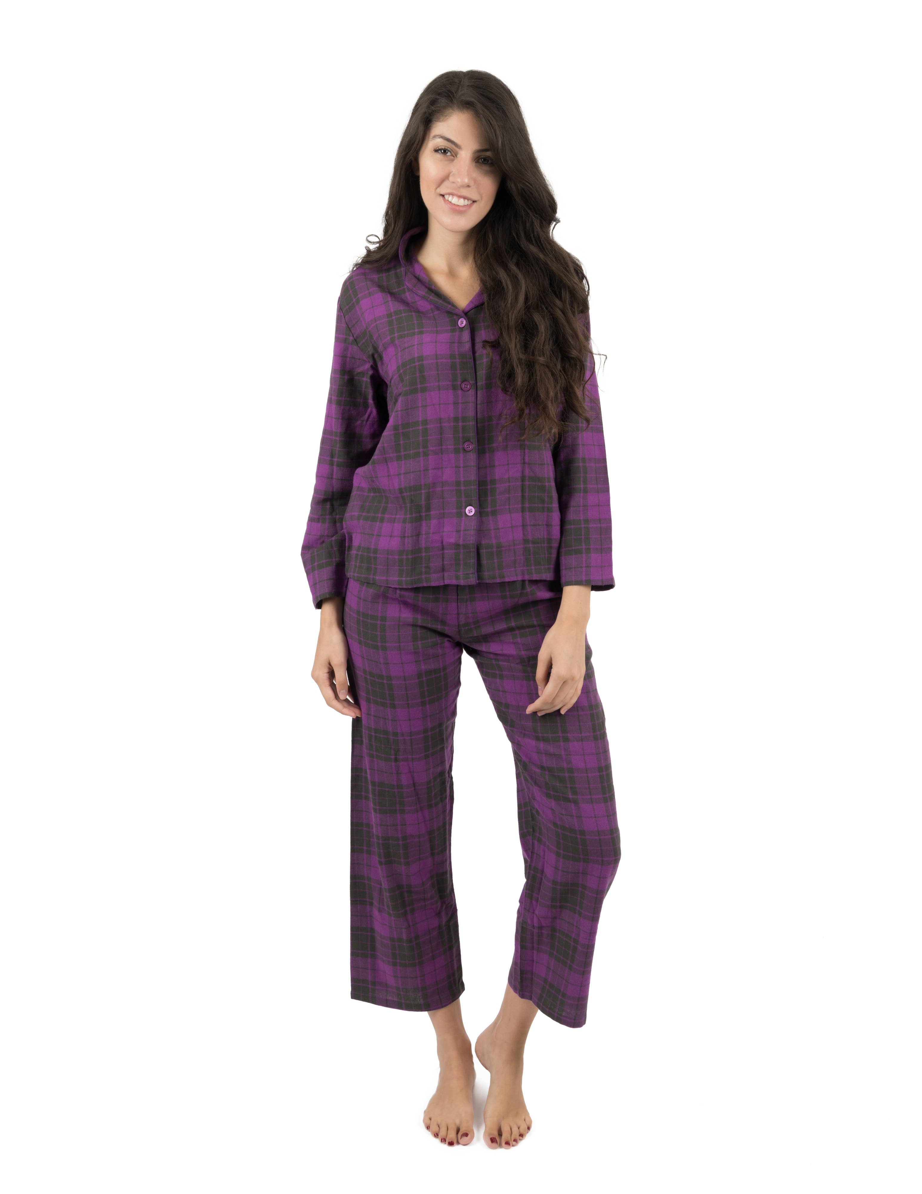 Leveret Womens Pajamas Solid 2 Piece Pajama Set 100% Cotton Green