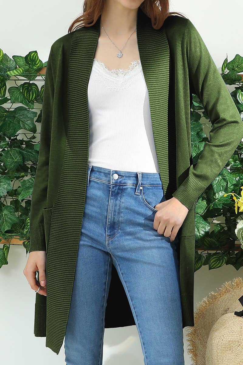 NINEXIS - Vente Cardigan – femme - AWOCAL311_CARDIGAN OUVERT À MANCHES LONGUES AVEC POCHES LATÉRALES45