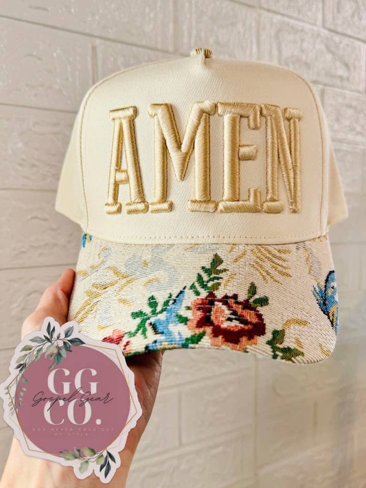 Casquette brodée AMEN Puff pour la vente par Gospel Gear Co