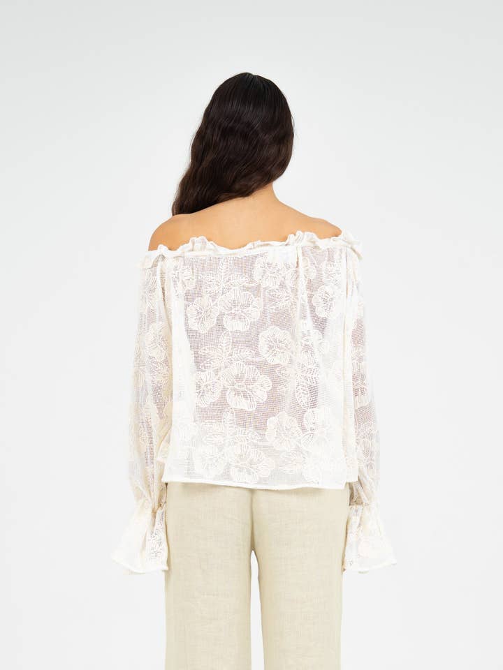 CARMEN SAYS - Wholesale Shirt - Women's - Top de Malla Blanca Joy4