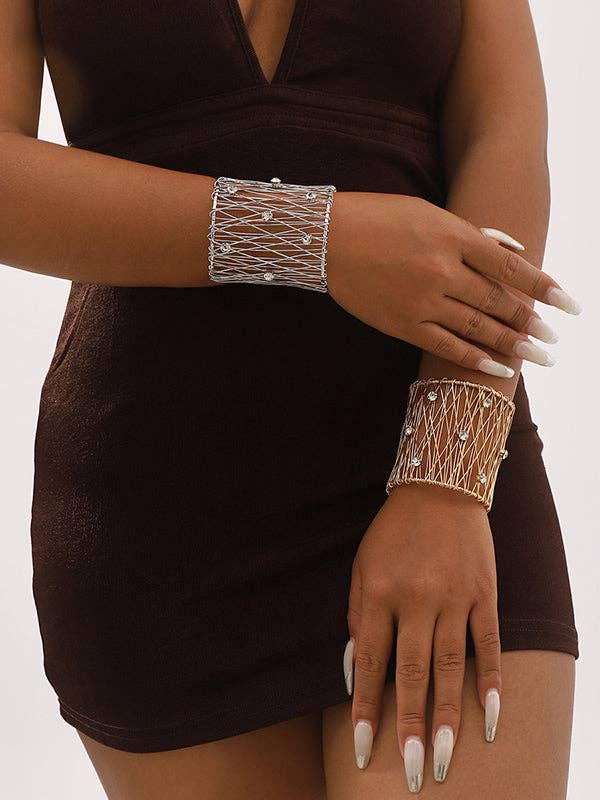UZ Wholesale Store - Wholesale Cuff Bracelet - Geometric Rhine Stones Ringent Bracelet Accessories2