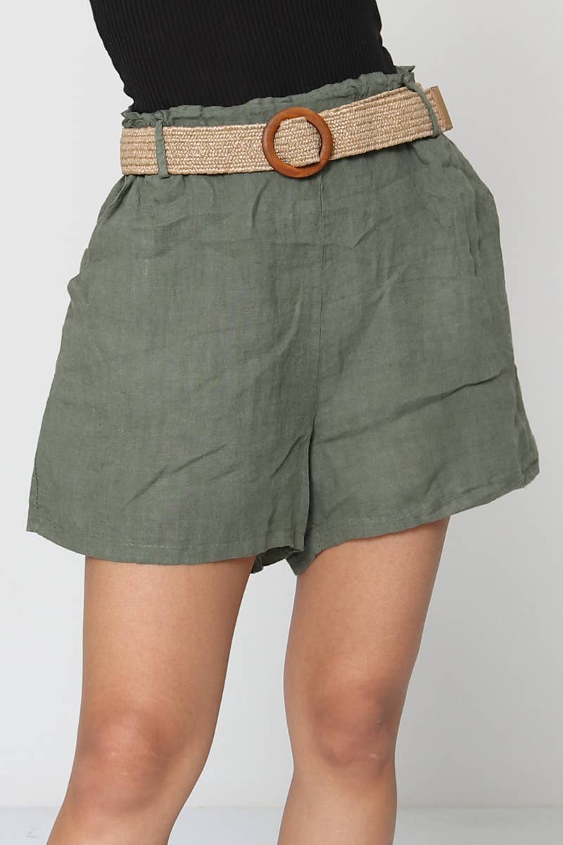 LÉA & LUC – wholesale Shorts – Dam – Shorts i 100 % linne med bälte REF. 50573