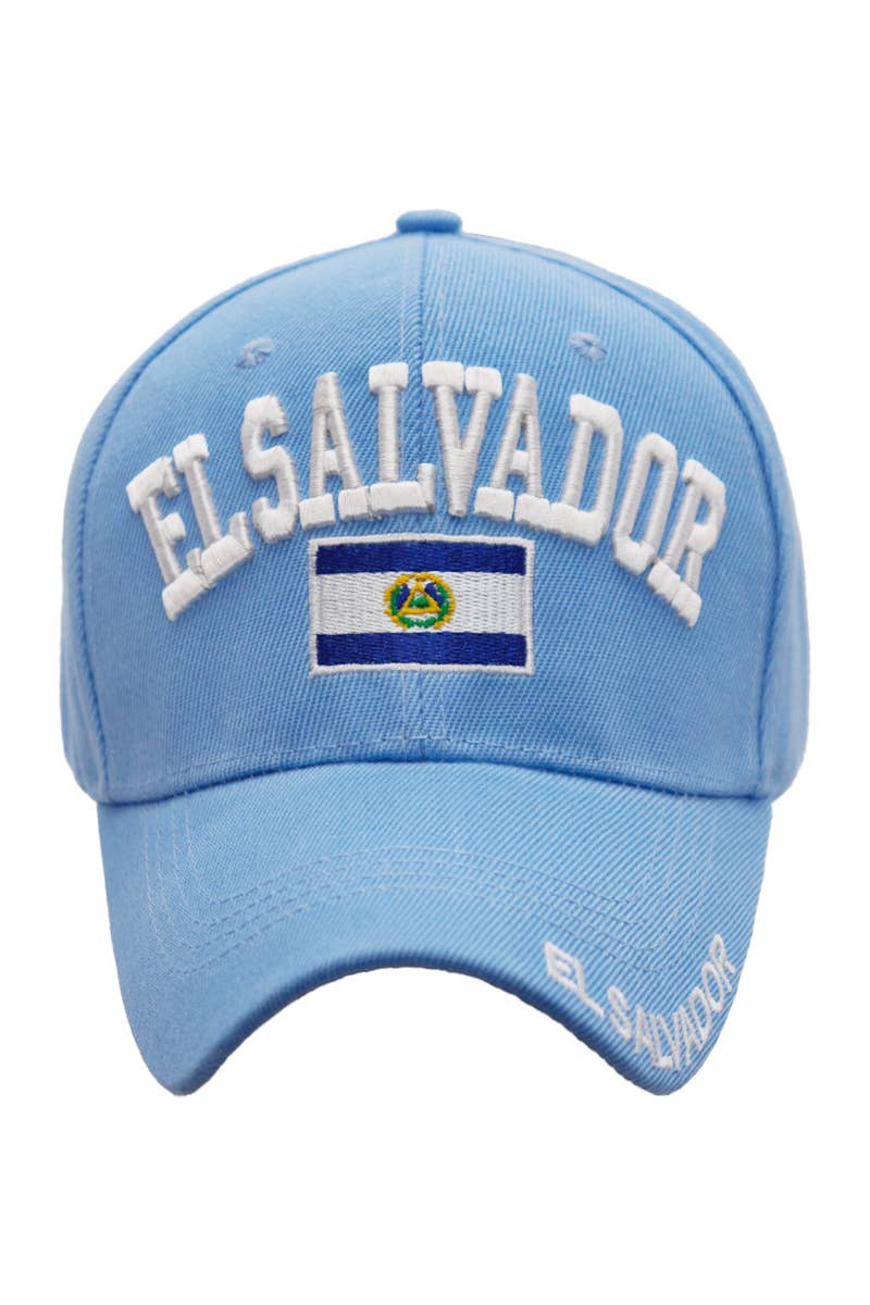 Cap Zone - Wholesale Baseball Cap - Unisex - El Salvador Logo Flag Velcro Back Baseball Cap7