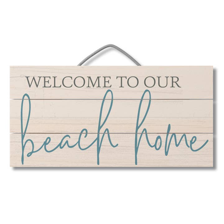 "Beach Home Welcome" Decorative Pallet Wood Sign 12" x 6" for wholesale by Conimar Promotions