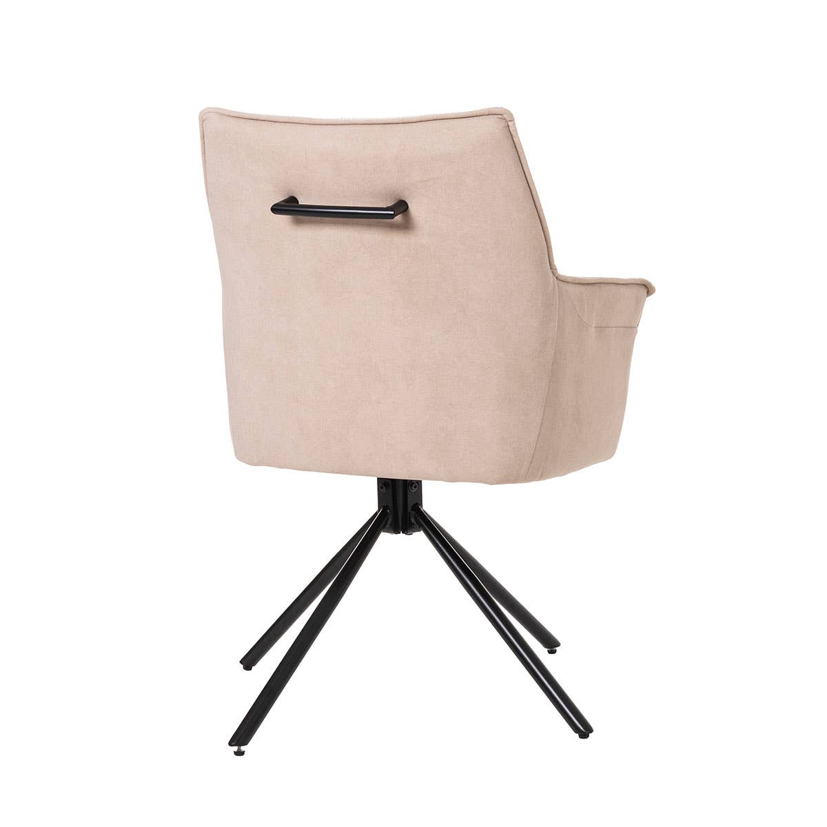 Gdeco - Wholesale Chair - Rose 360º Swivel Chair, Beige Upholstery, Black Metal Legs.4