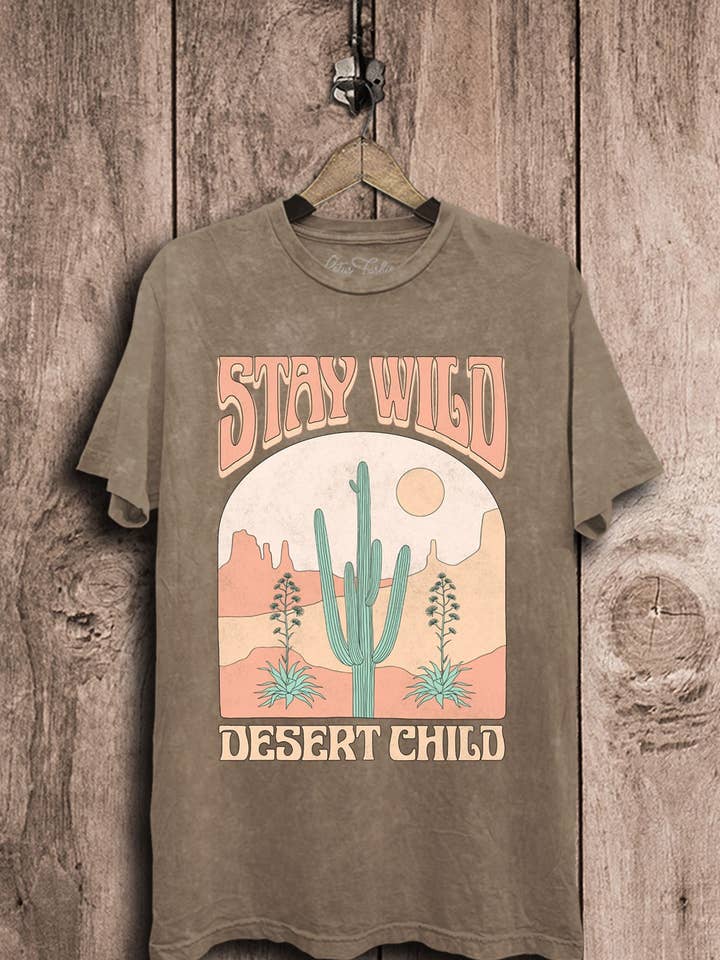 Stay Wild Desert Child Graphic Top for wholesale by Lotus Fashion Collection