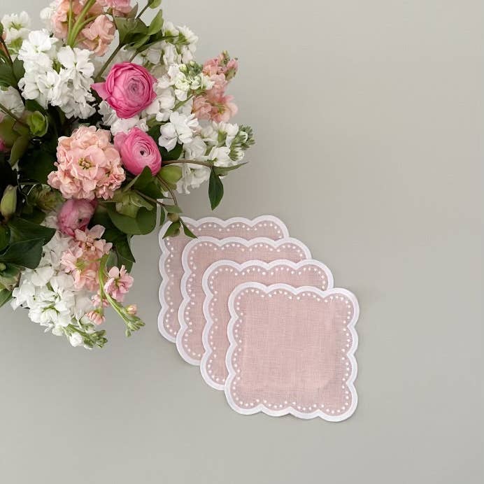 Don Lino – wholesale Dinner & cloth napkin – Scalloped cocktail napkins, set of 4