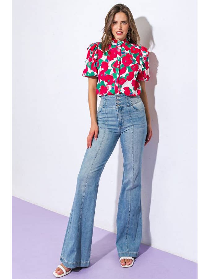 IVORY A printed woven top-IT12152 for wholesale on Faire3