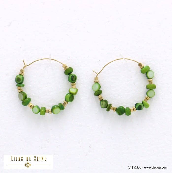 Lilas de Seine - Wholesale Hoop Earrings - 0322093 mother-of-pearl stainless steel creole earrings1