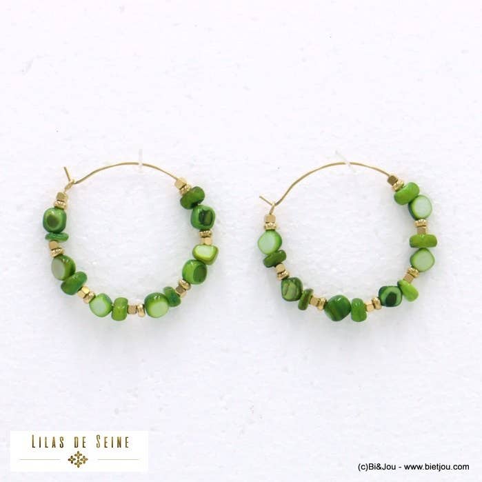 Lilas de Seine - Wholesale Hoop Earrings - 0322093 mother-of-pearl stainless steel creole earrings1