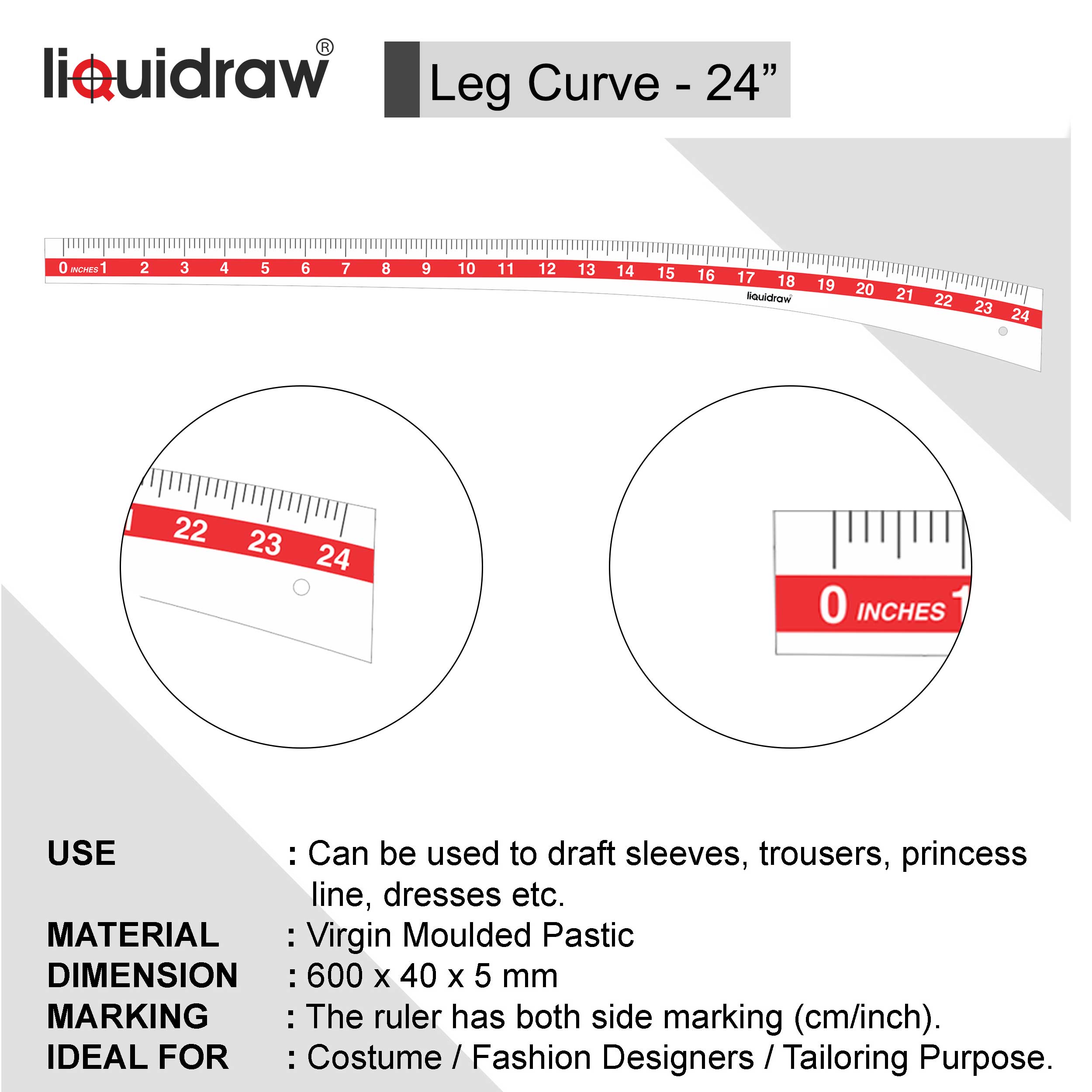 Liquidraw – wholesale Craft tool – Liquidraw Sewing Ruler Tailor Set of 9 Pattern Maker Sewing Rulers & Curves Set With French Armhole Curve, Hip Curve, Leg Curve, Grading Rulers For Quilting, Fashion Design, Dressmaking, Measuring, Designing, Cutting & Pattern Making Imperial Metric3