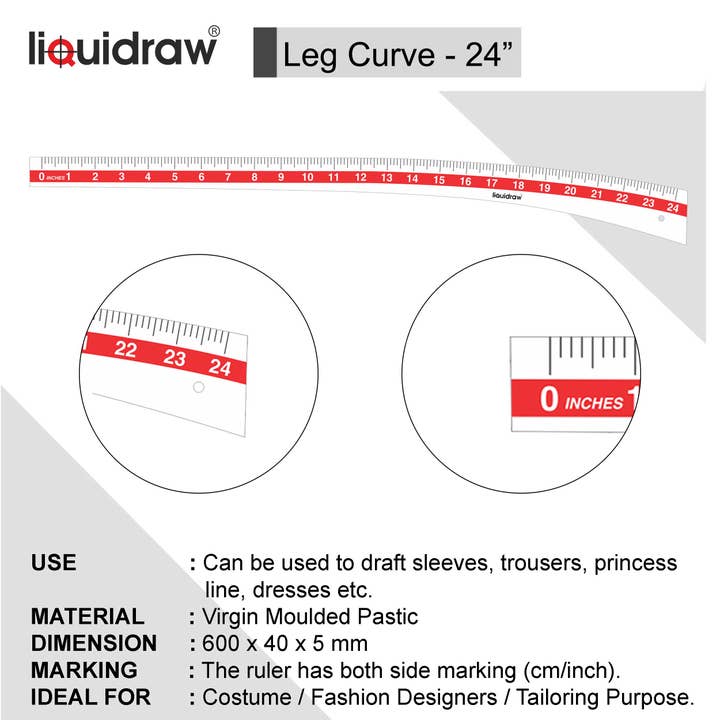 Liquidraw – wholesale Craft tool – Liquidraw Sewing Ruler Tailor Set of 9 Pattern Maker Sewing Rulers & Curves Set With French Armhole Curve, Hip Curve, Leg Curve, Grading Rulers For Quilting, Fashion Design, Dressmaking, Measuring, Designing, Cutting & Pattern Making Imperial Metric3