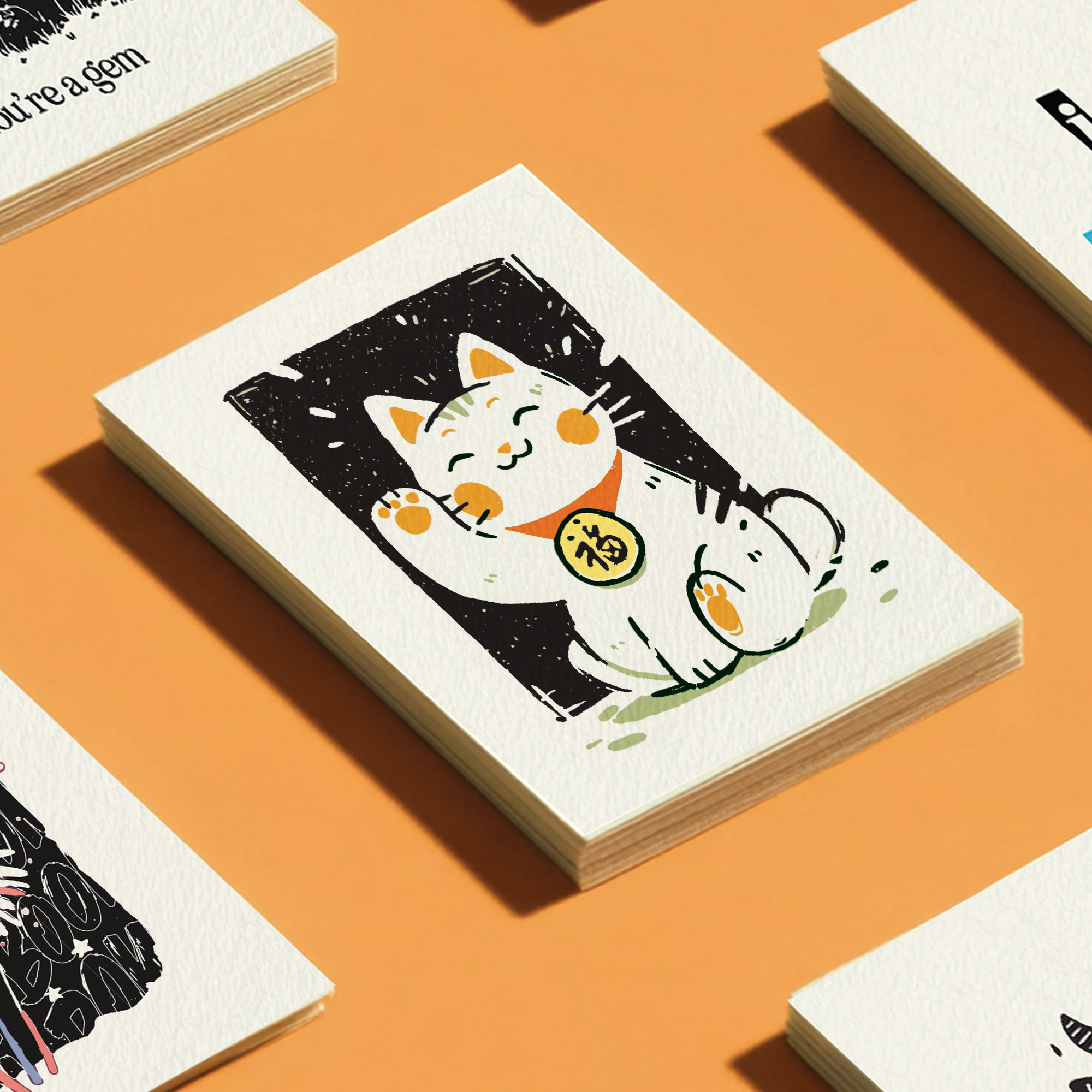 Petty Paper Studio - Wholesale Everyday Greeting Card - Good Fortune Maneki-Neko Lucky Cat - A2 Everyday Card6