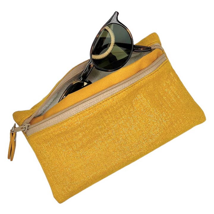 Eyeglass case, “Sparkling” mustard for wholesale by Emmanuel Création