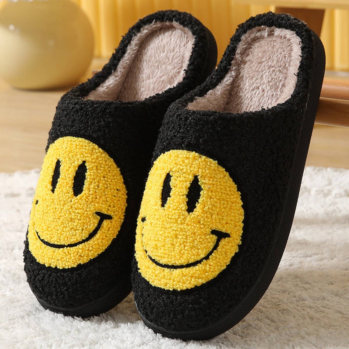 ACCITY - Wholesale Slippers - Women's - Cute Cartoon Smiling Face Fabric Slippers_CWSHS025410
