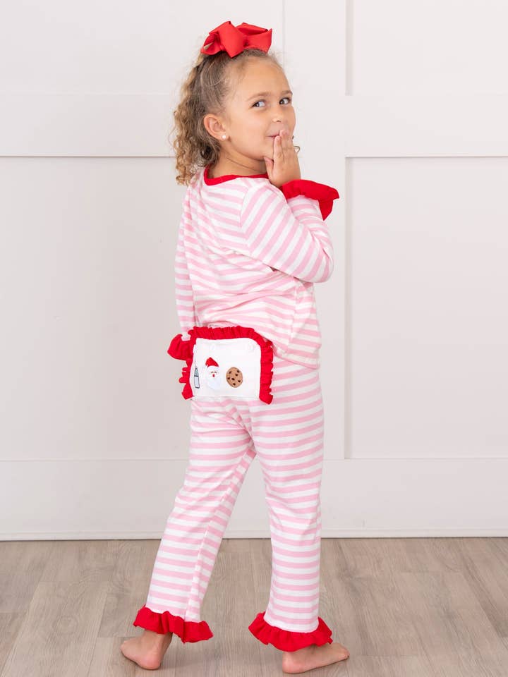 Santa Treat Time Embroidered Pajamas for wholesale by Marie Nicole Clothing