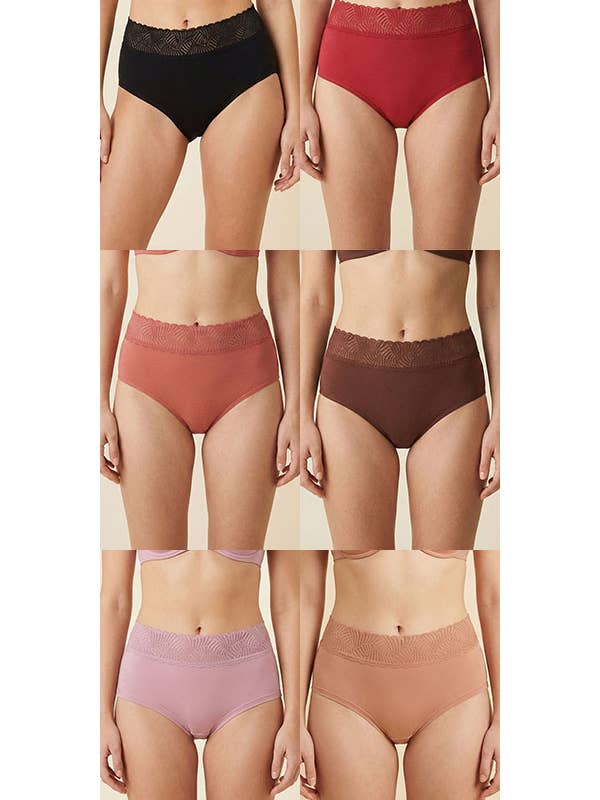Super Soft High Waist Lace Waistband Brief Panty-33572-PTY for wholesale by Best Underwear Line