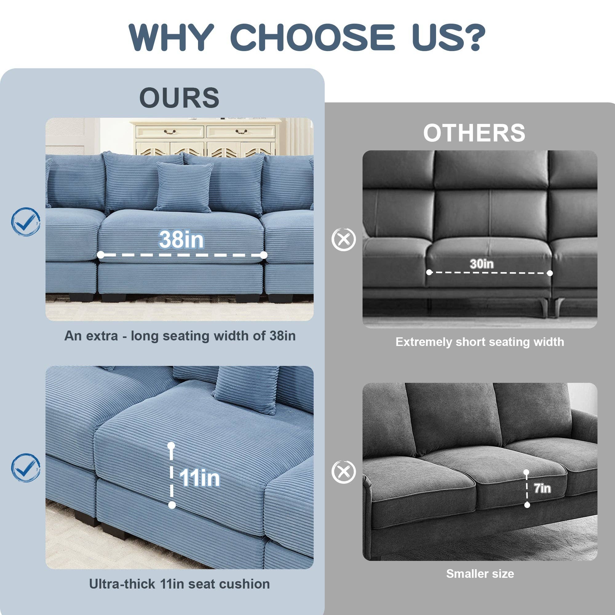 39F Inc. - Wholesale Sofa - Oversized Blue Cloud Modular Sectional Couch (13 Pillows)6