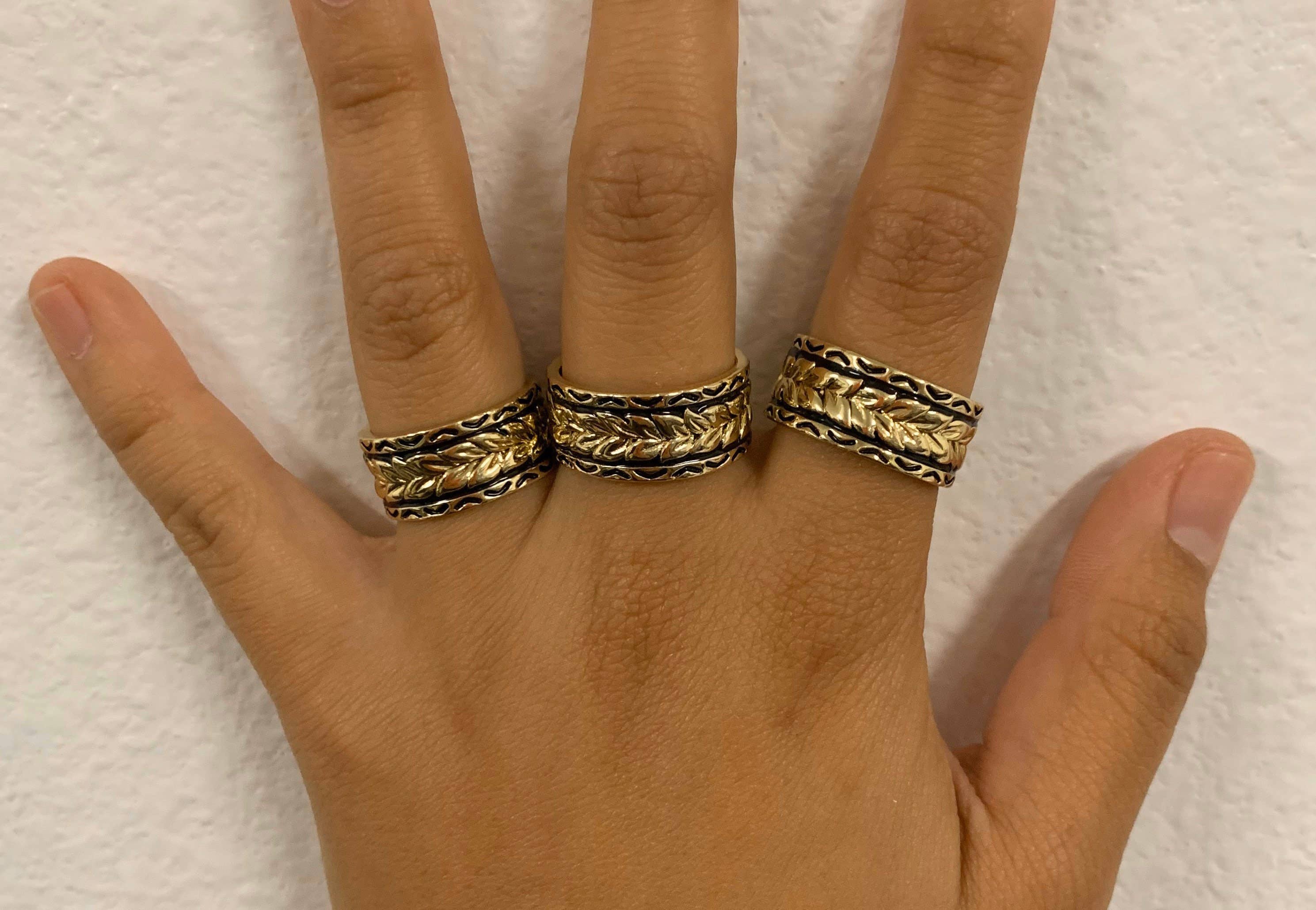 Anela's Jewelry - Wholesale Band/Stacked Ring - 9mm Black Enamel Maile Li Ring0