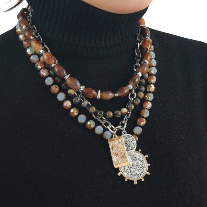 HoopLa - Vente Parures de bijoux - Collier Bohème Perlé Mixte 4 - Pièces, Cheval-Métal Recyclé1