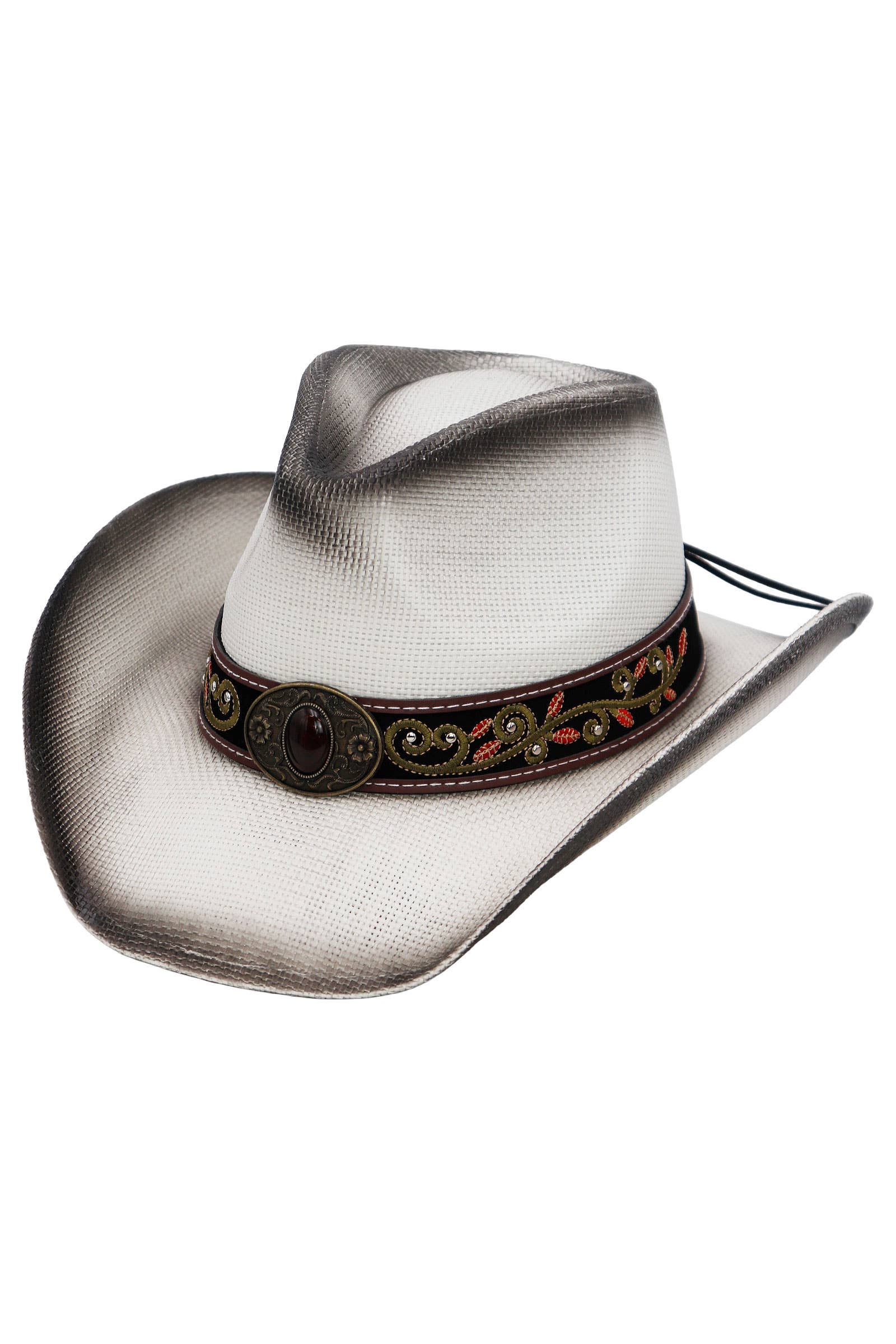 Cap Zone – Engroshandel Cowboyhat - Dame – Bronzeret ravfarvet concho blomsterbælte cowboyhat14