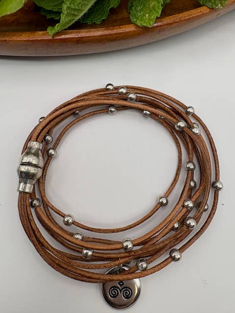 Trades by Haim Shahar - Wholesale Bangle Bracelet - Fawn Natural Leather Double Wrap Bracelet1