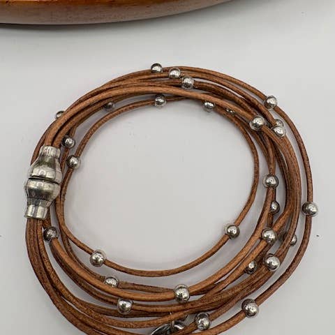 Trades by Haim Shahar - Wholesale Bangle Bracelet - Fawn Natural Leather Double Wrap Bracelet1