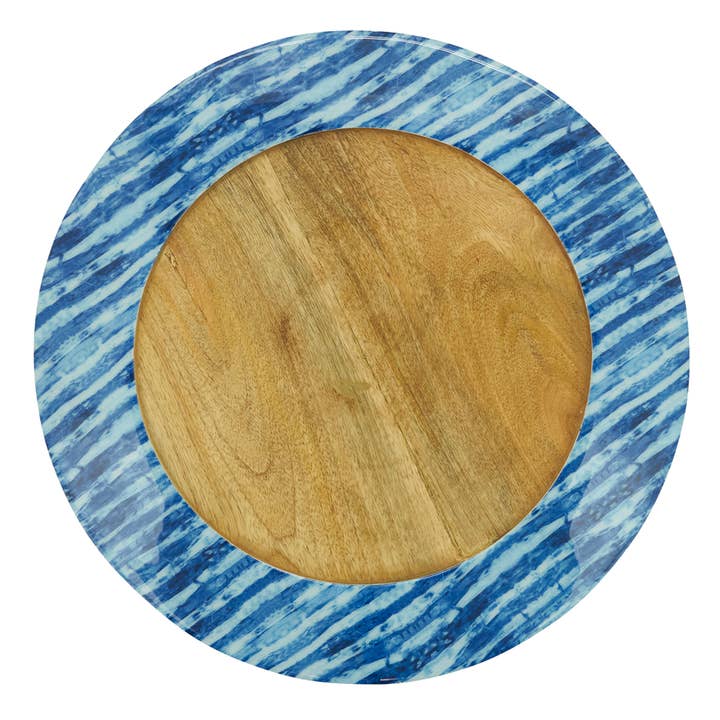 Fennco Styles - Wholesale Charger plate - Striped Rim Mango Wood 13" Round Charger Plate1
