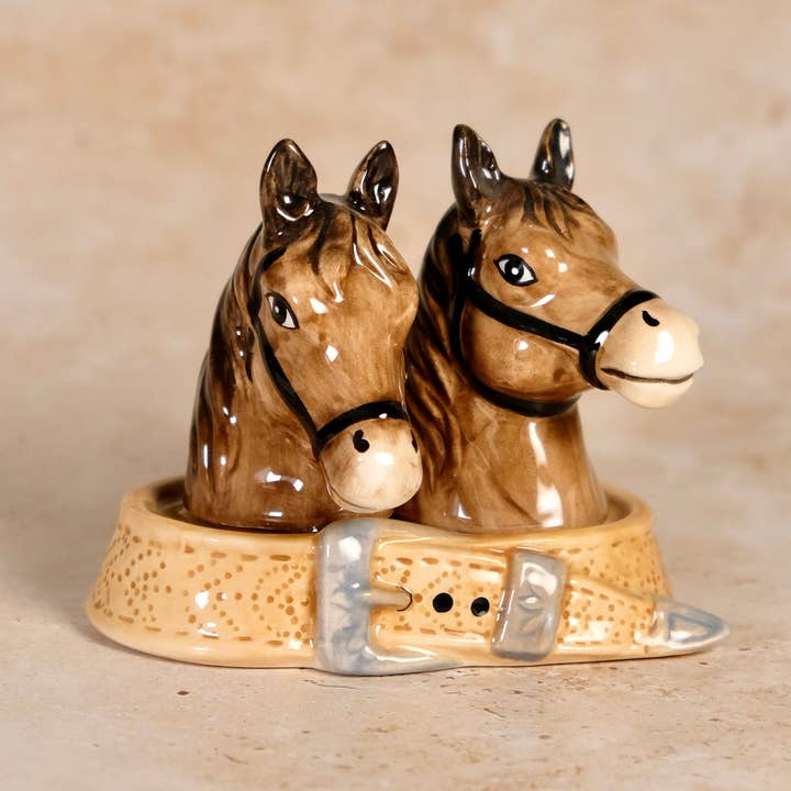 WESTERN HORSES ON STAND SALT & PEPPER SET
for wholesale by Blue Sky Clayworks