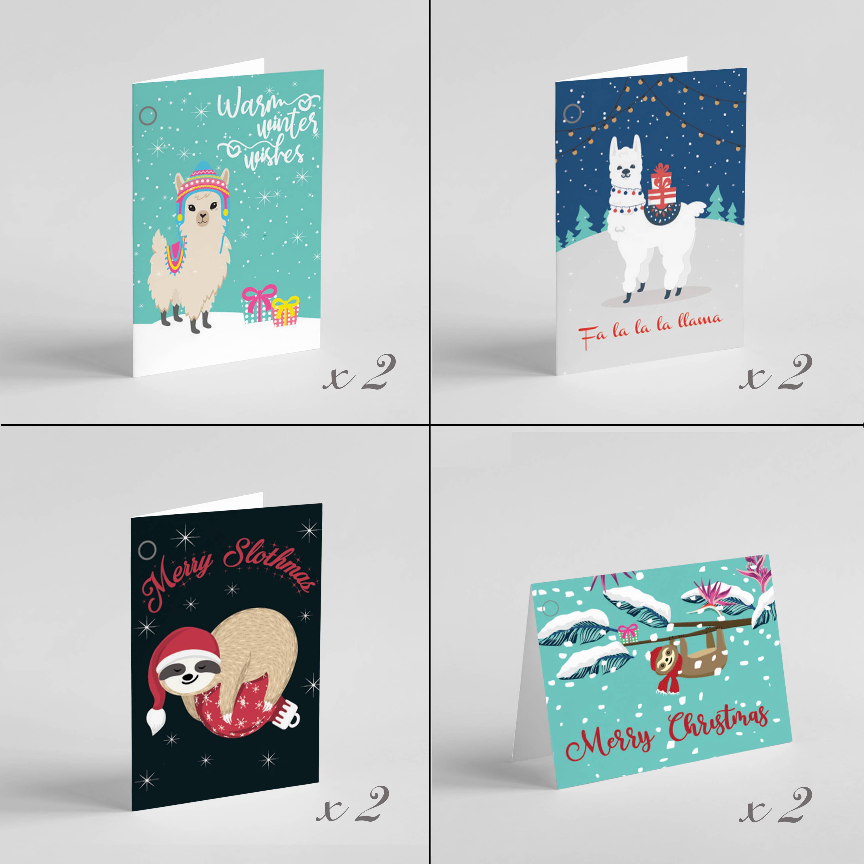 deleco - Vente Feuille de papier cadeau - Ensemble de 16 feuilles d'emballage de Noël avec étiquettes pour paresseux et lama6