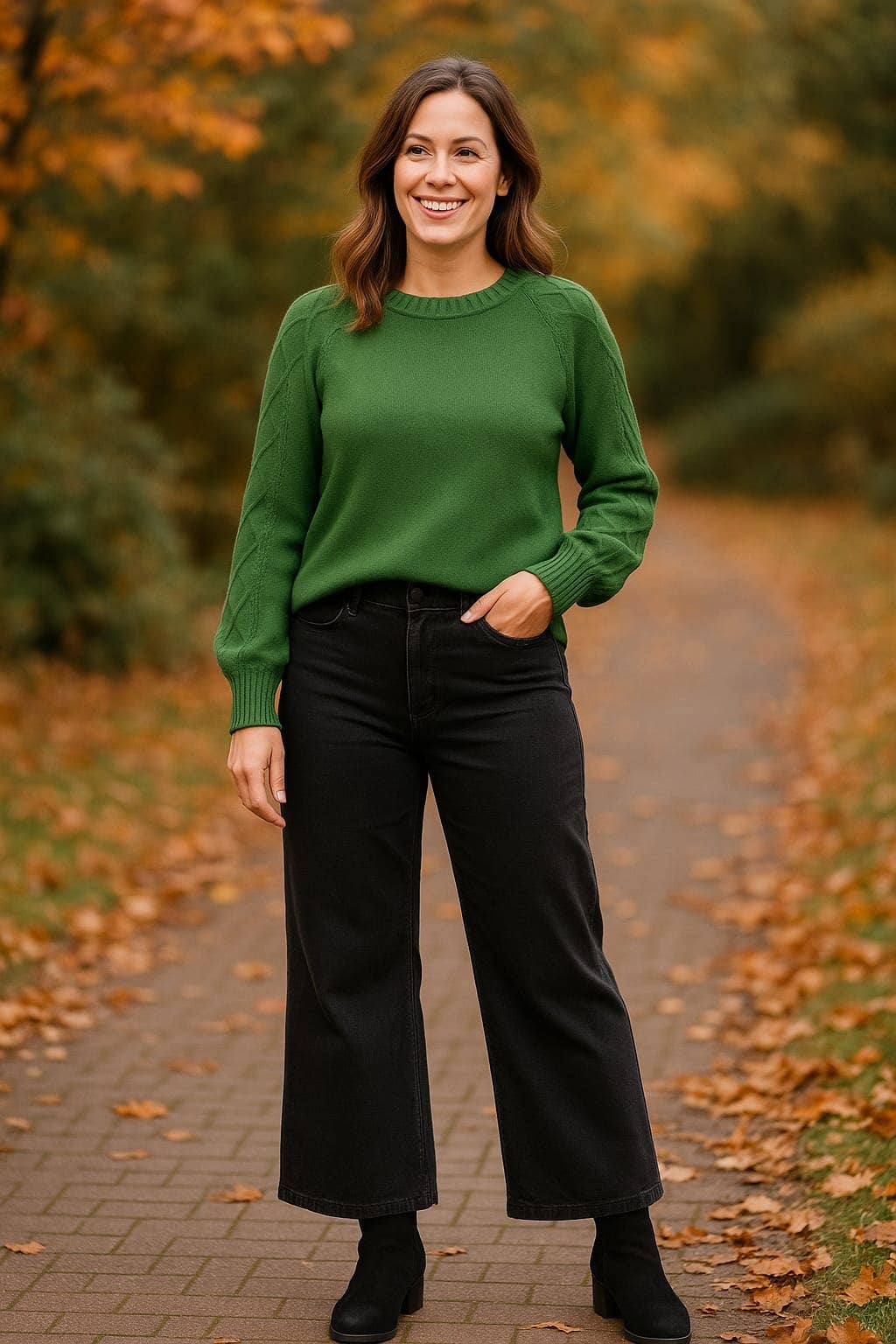 Kurt Muller – wholesale Knitted jumper – Women′s – Diamond Cable Sleeve Crew Neck Knit5