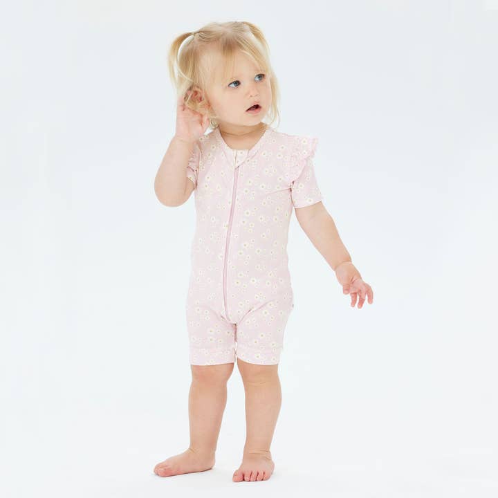 Kynd Baby - Wholesale Bodysuit (non-footed) – Baby - Day or Night Short Sleeve Frill Onesie - Orchid Bloom1